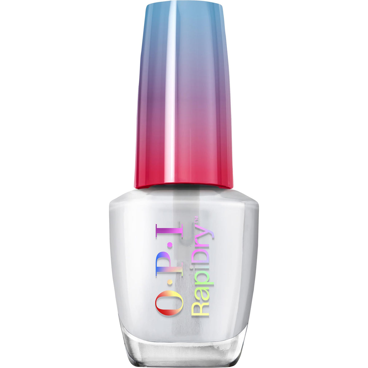 OPI RapiDry front bottle view showing label and glossy clear coat benefit