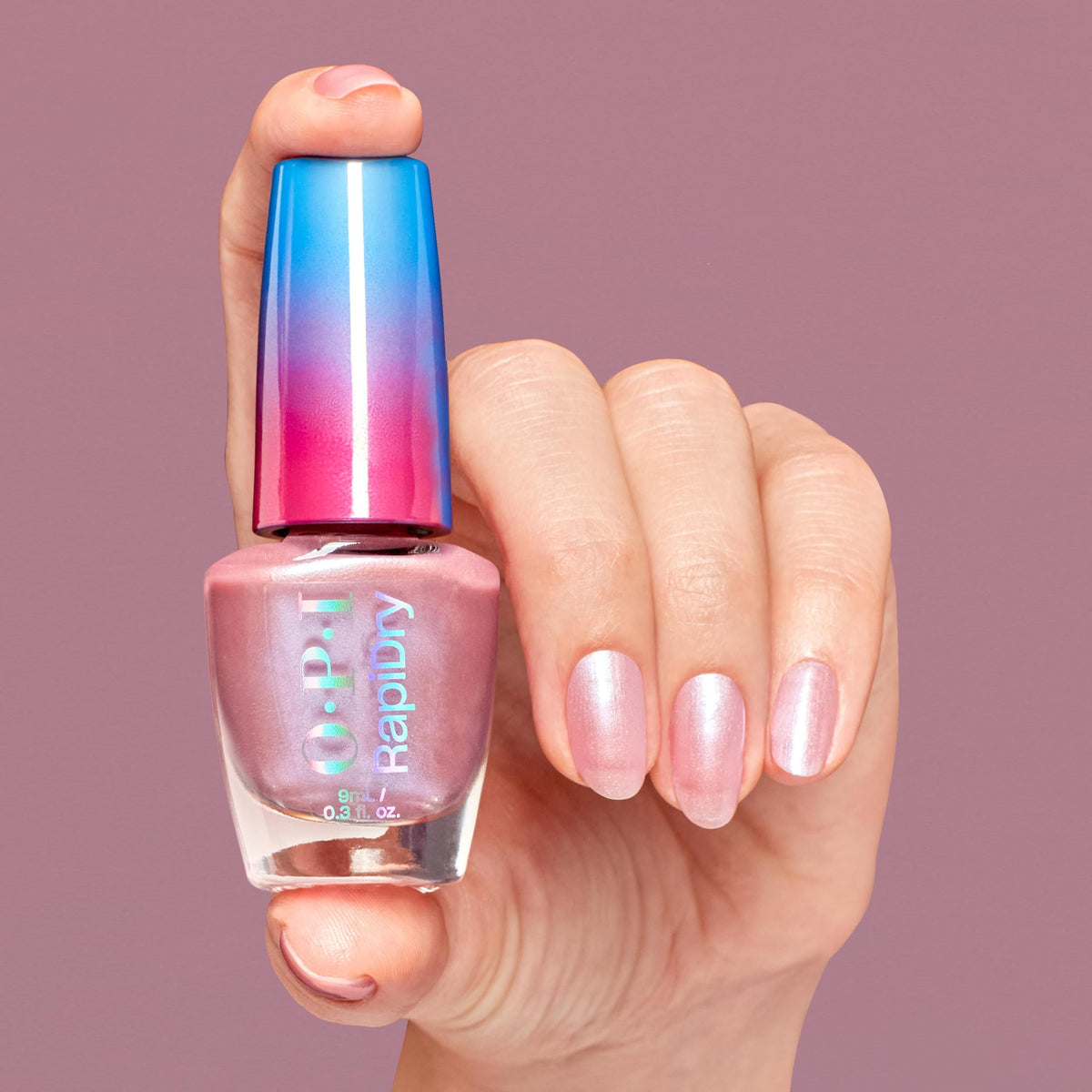OPI bottle cap detail highlighting post-consumer recycled materials and vegan formula