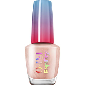 OPI bottle front view showing soft peach pearl color and quick-dry benefit