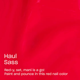 OPI Haul Sass swatch on nail wheel showing opaque coverage in two coats