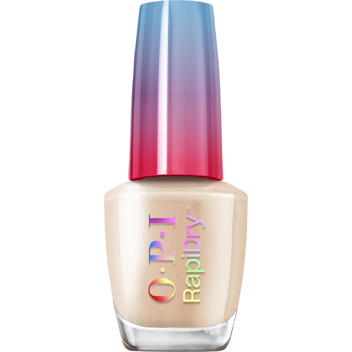 OPI bottle front packaging showing color and quick-dry benefit