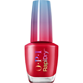 OPI RapiDry bottle front showing bright red crème and glossy finish benefit