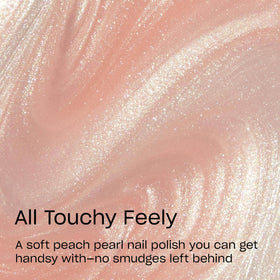 OPI polish swatches on color fan showing semi-sheer peach pearl finish