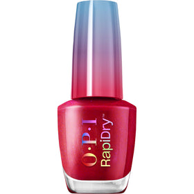 OPI Ring the Alarm front bottle showing bright red shimmer and glossy finish