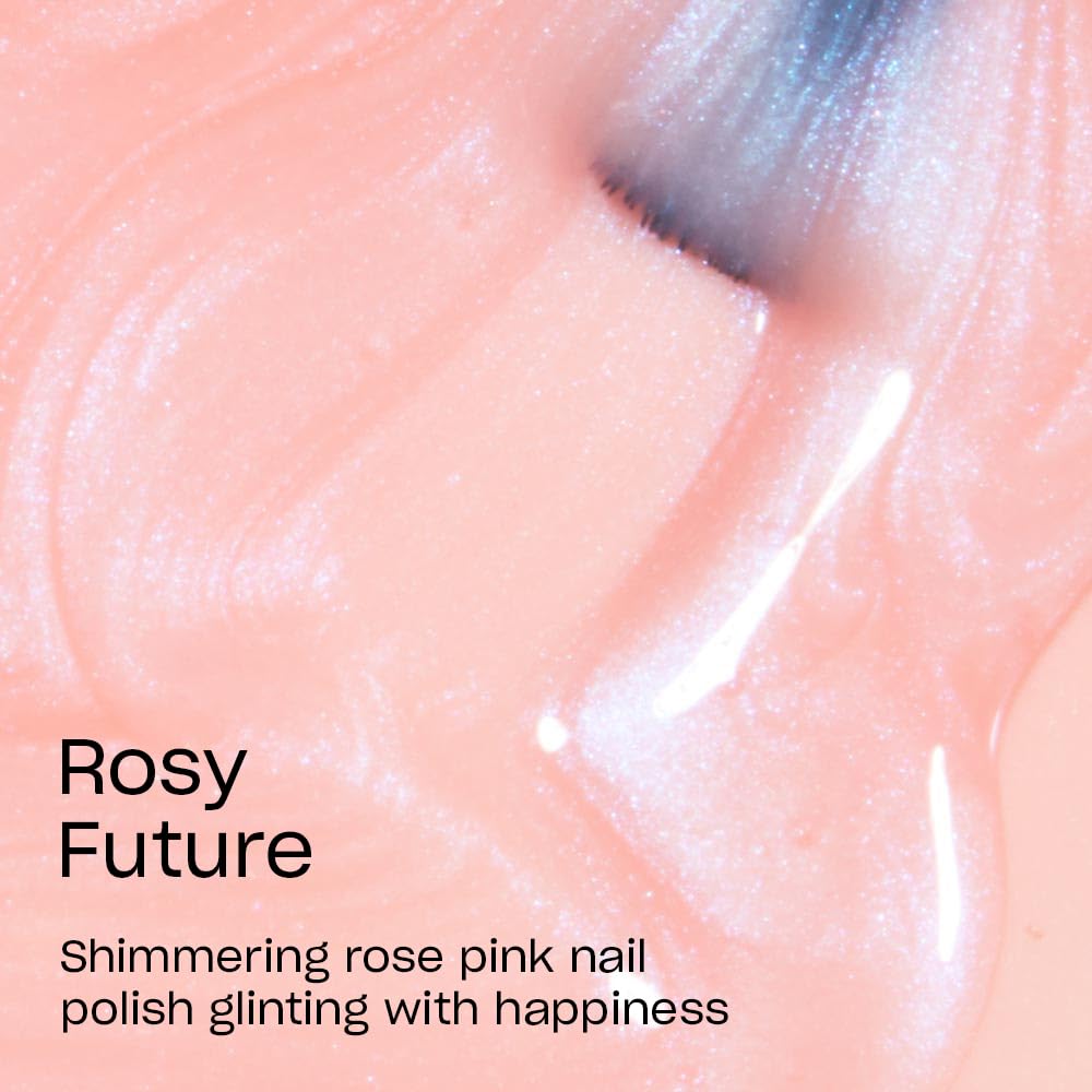 OPI Rosy Future swatched on fingers demonstrating sheer pink, wearable look