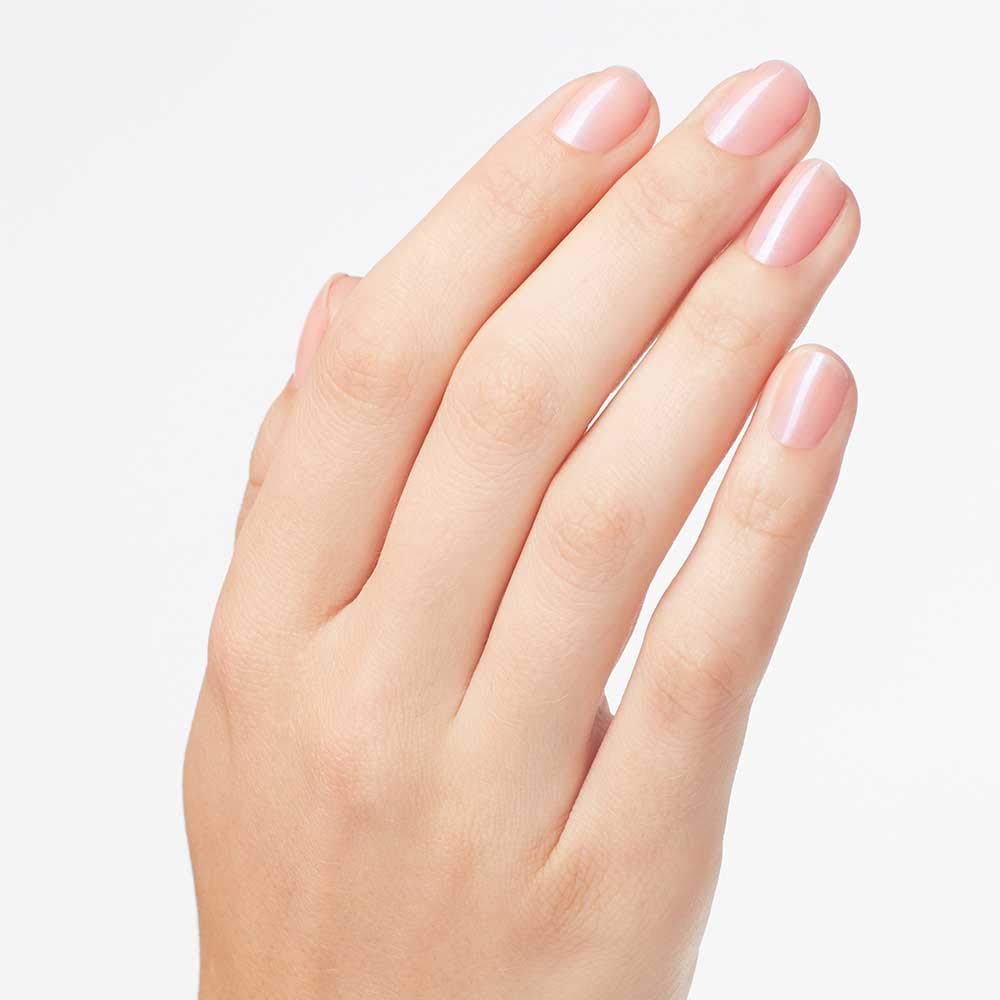 OPI Rosy Future lacquer drop showing creamy texture and fast-dry sheen