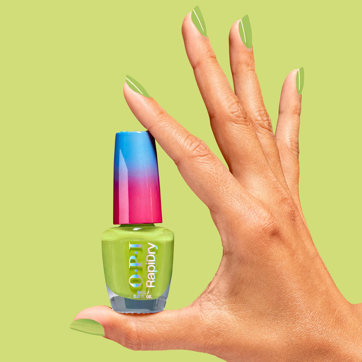 OPI application on nails demonstrating smooth, even strokes and quick set