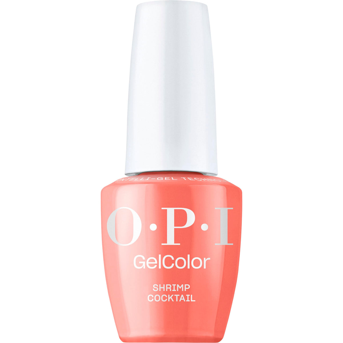 OPI Shrimp Cocktail front bottle showing vibrant orange and glossy finish