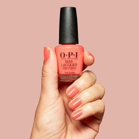 Brush stroke of OPI Shrimp Cocktail texture showing opaque coverage