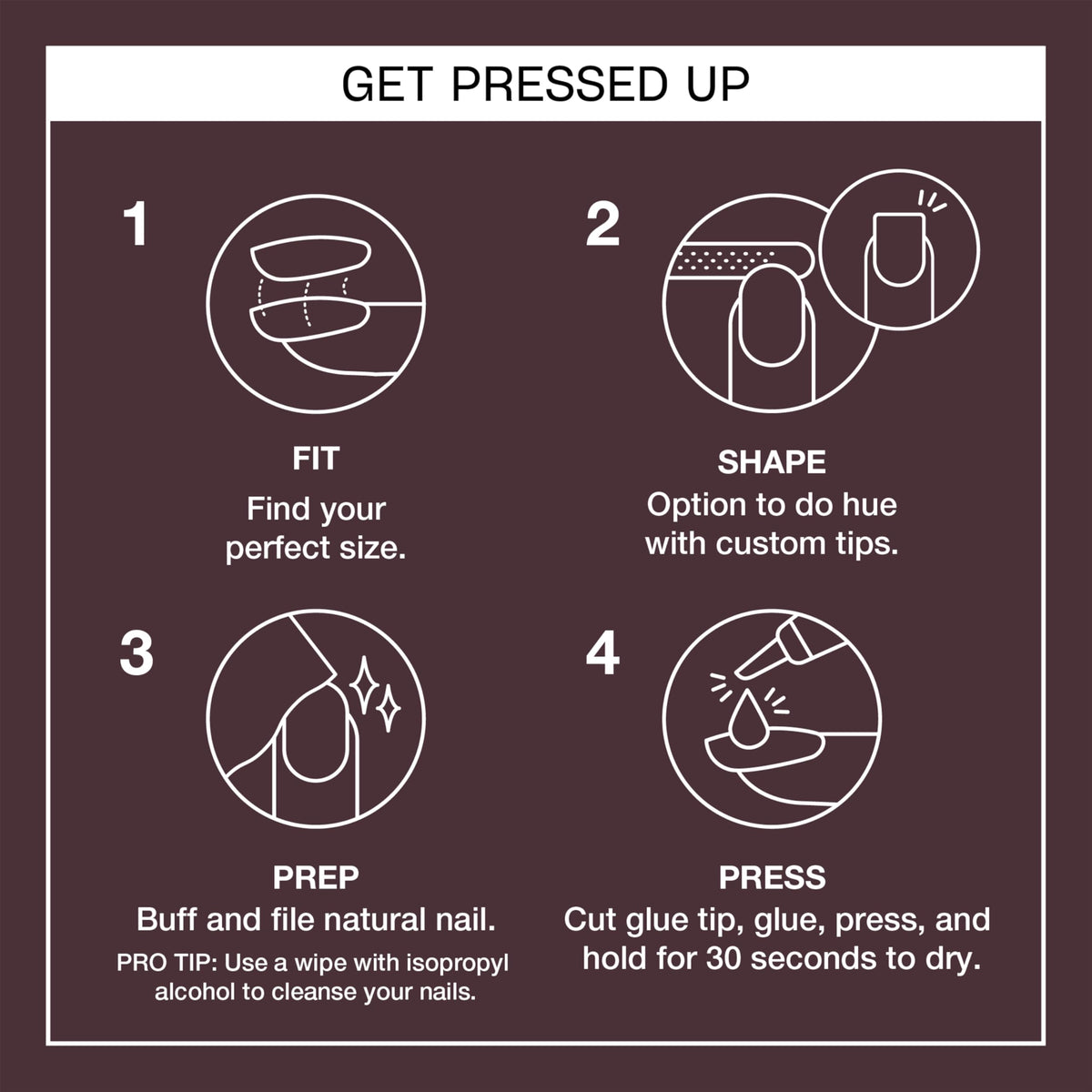 OPI layout of 24 nail tips displaying multiple sizes for a custom fit