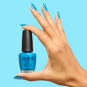 Color swatches of Sky Blue's the Limit on nail wheel showing buildable coverage