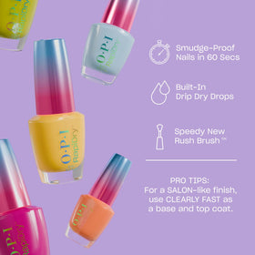 OPI bottle label detail highlighting shade name and vegan formula