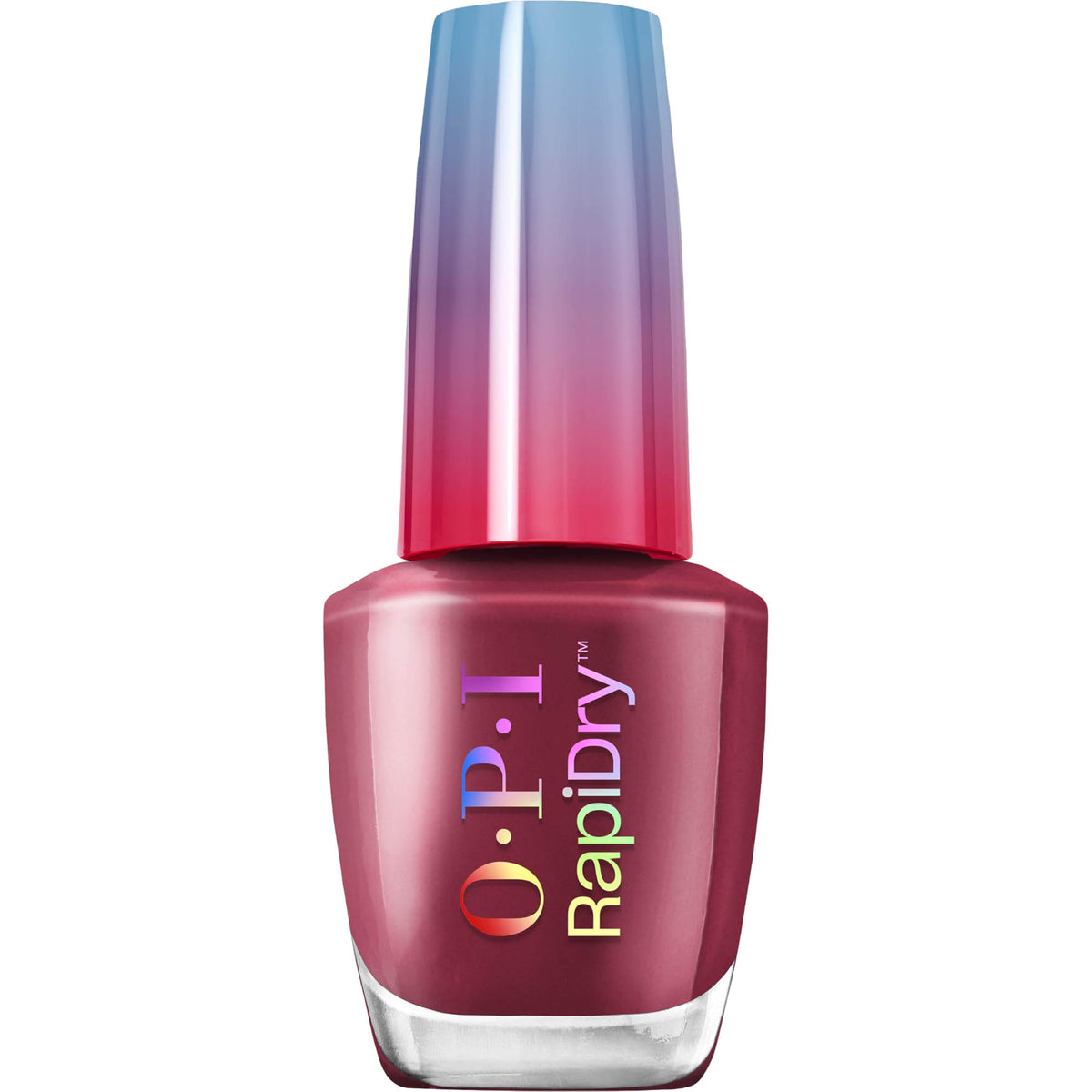 OPI front packaging showing deep berry crème and fast-dry benefit
