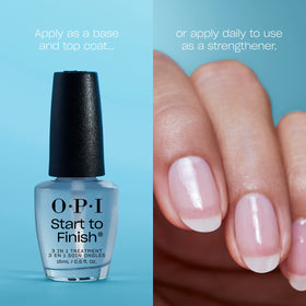 OPI Start to Finish bottle beside a coin to show compact size