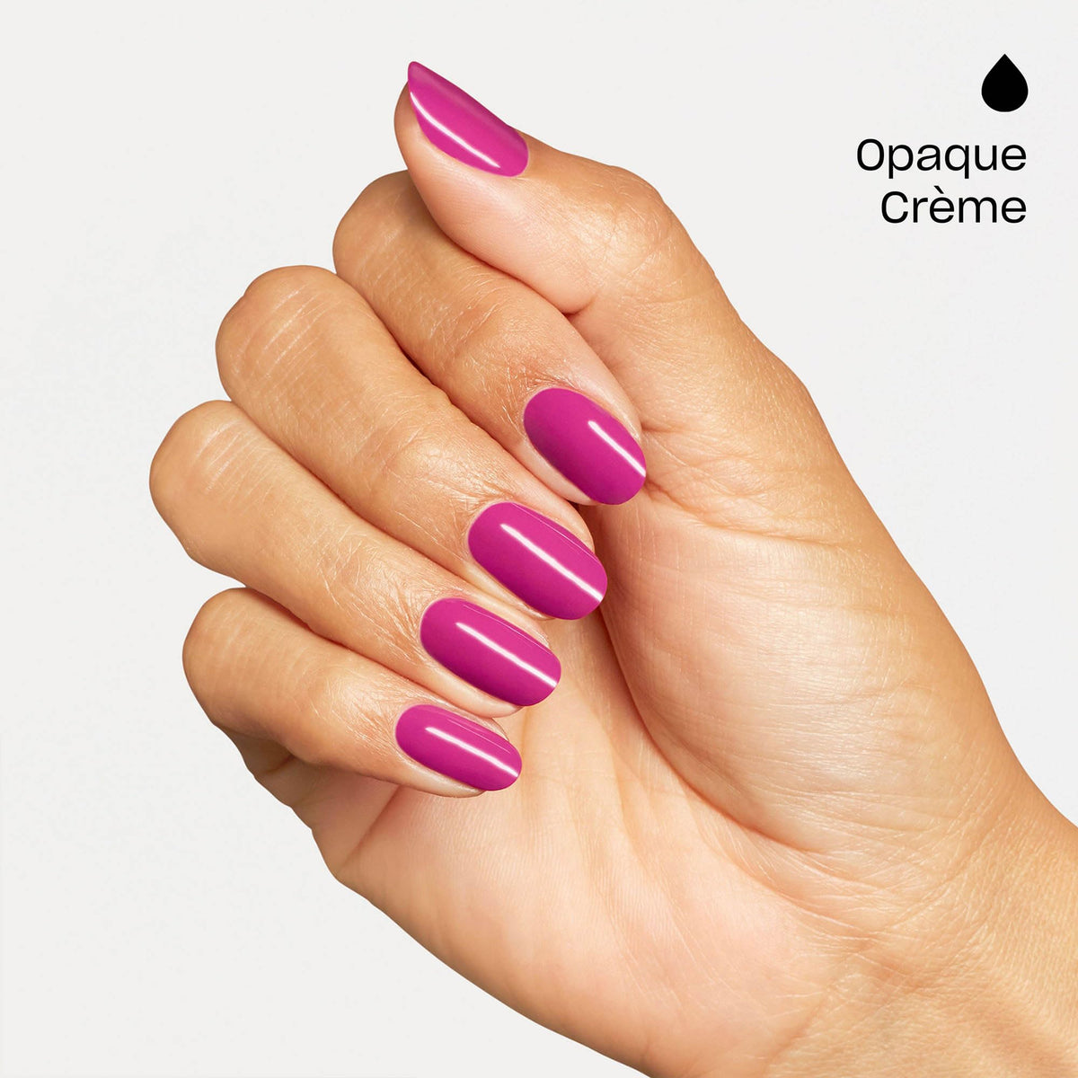 Hand model with Strawberry Cosmo manicure showing glossy nails benefit: polished look
