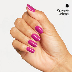Hand model with Strawberry Cosmo manicure showing glossy nails benefit: polished look