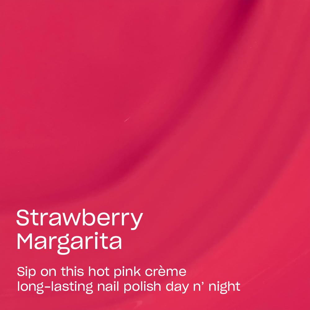 Swatched nail with OPI Strawberry Margarita showing opaque color payoff