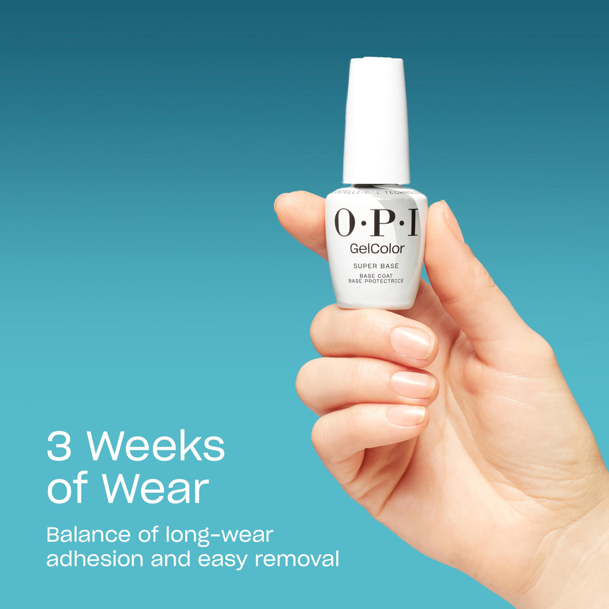 OPI Super Base size comparison with ruler showing compact 0.5 fl oz bottle