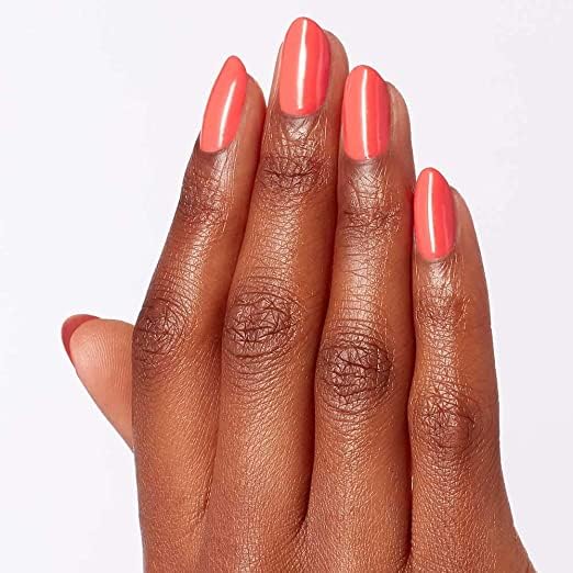 OPI swatch on skin showing true orange crème color payoff and high pigmentation