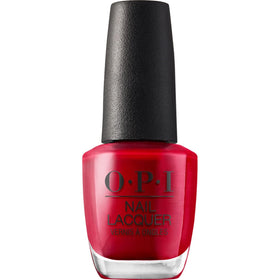 OPI front bottle showing vivid red-orange shade and brand label for accurate color