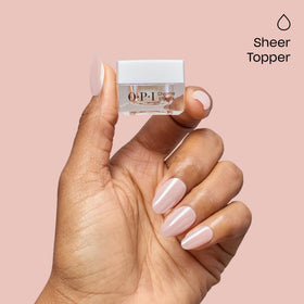OPI chrome powder applied over nude gel for a clean glazed-donut shine