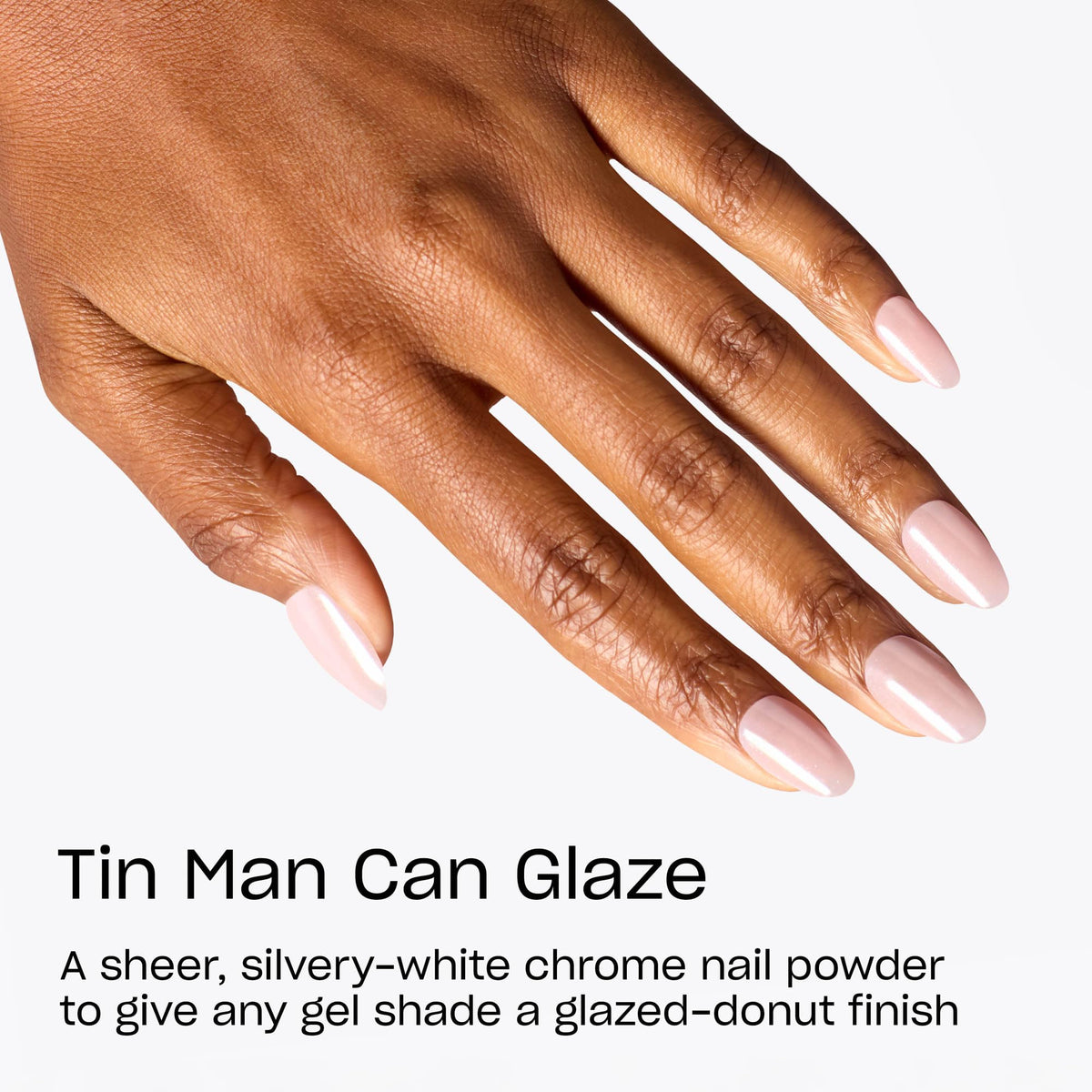 OPI powder close-up highlighting fine silvery-white chrome texture and even coverage