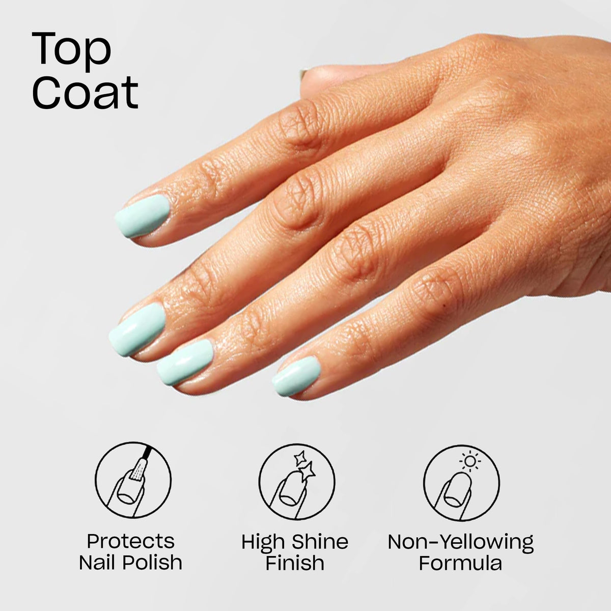 OPI top coat brush detail with pro-wide brush for smooth even coverage