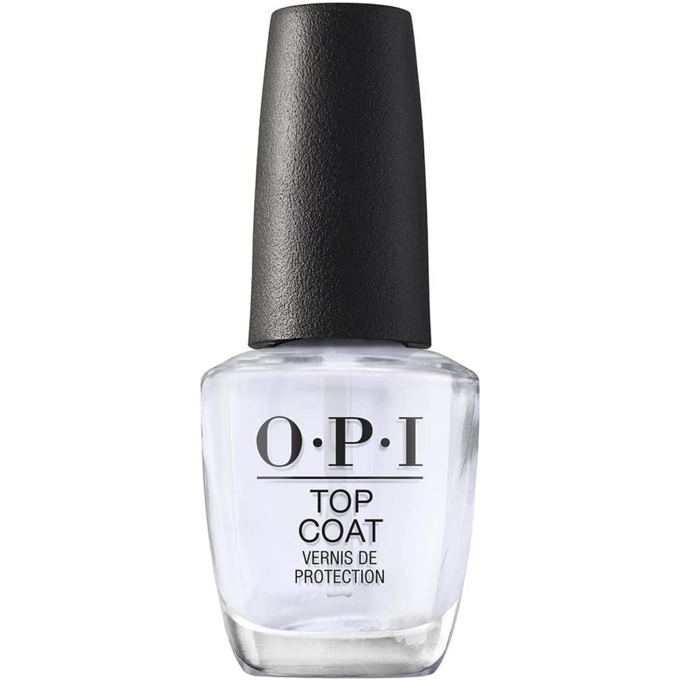 OPI top coat front packaging showing bottle and label for trusted protection