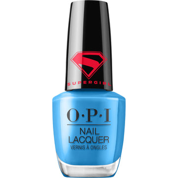 OPI bottle front view showing bold blue color and glossy finish benefit