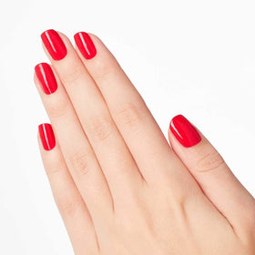 OPI close-up on nails highlighting chip-resistant finish and salon shine benefit