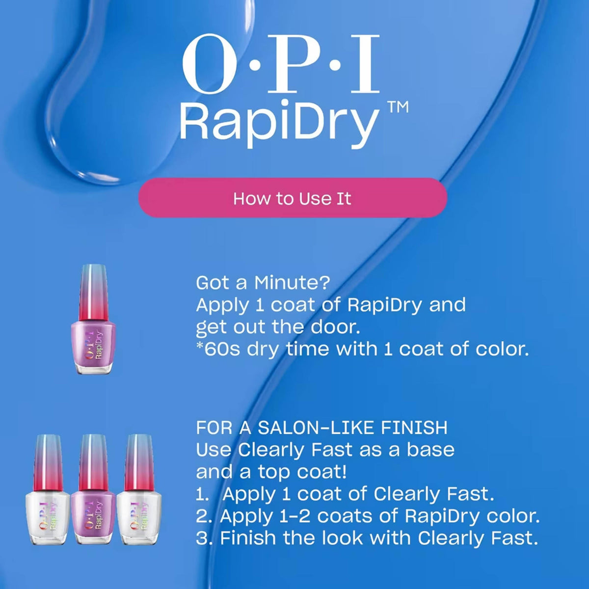 OPI polish being applied to nails showing fast-dry convenience