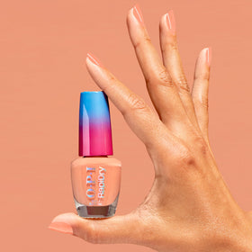 OPI Within Peach texture close-up showing opaque finish and streak-free shine benefit