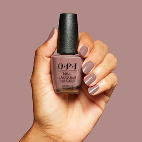 OPI bottle label detail with shade name and product information visible