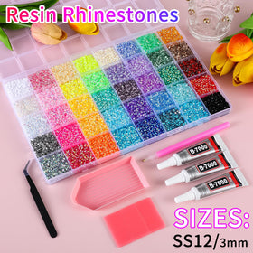 OPMADM close-up of 3mm resin rhinestones showing sparkle and consistent size benefits