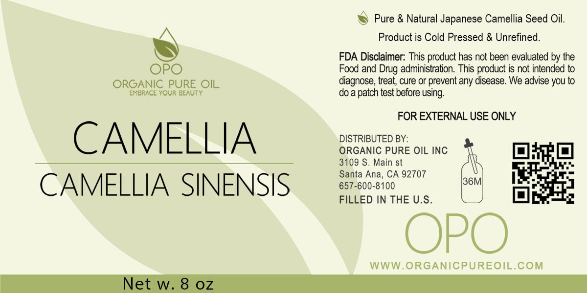 OPO camellia seed oil pouring from cap for precise, waste-free dispensing