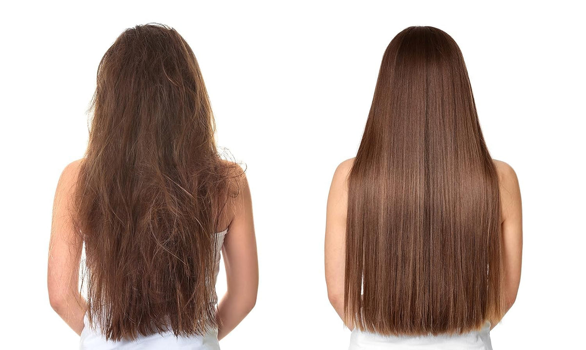 OPO oil applied to hair showing improved softness and shine benefit