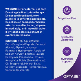 Optase LIFE cream texture close-up showing lightweight, fast-absorbing benefit