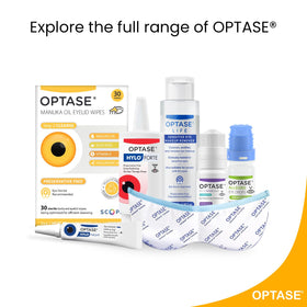 Optase pack beside contact lens case showing lens-user suitability