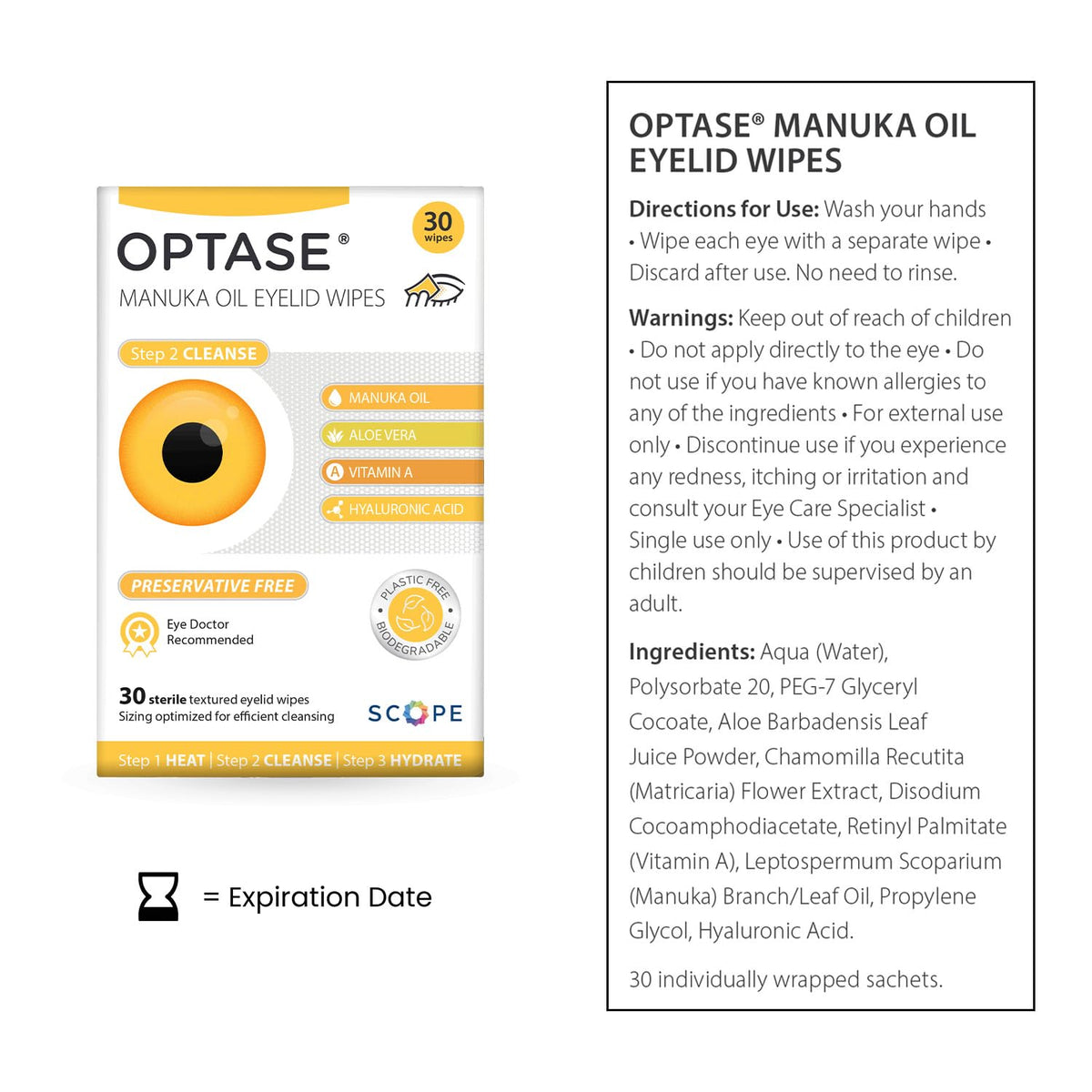 Optase single wrapped wipe open demonstrating sterile convenience