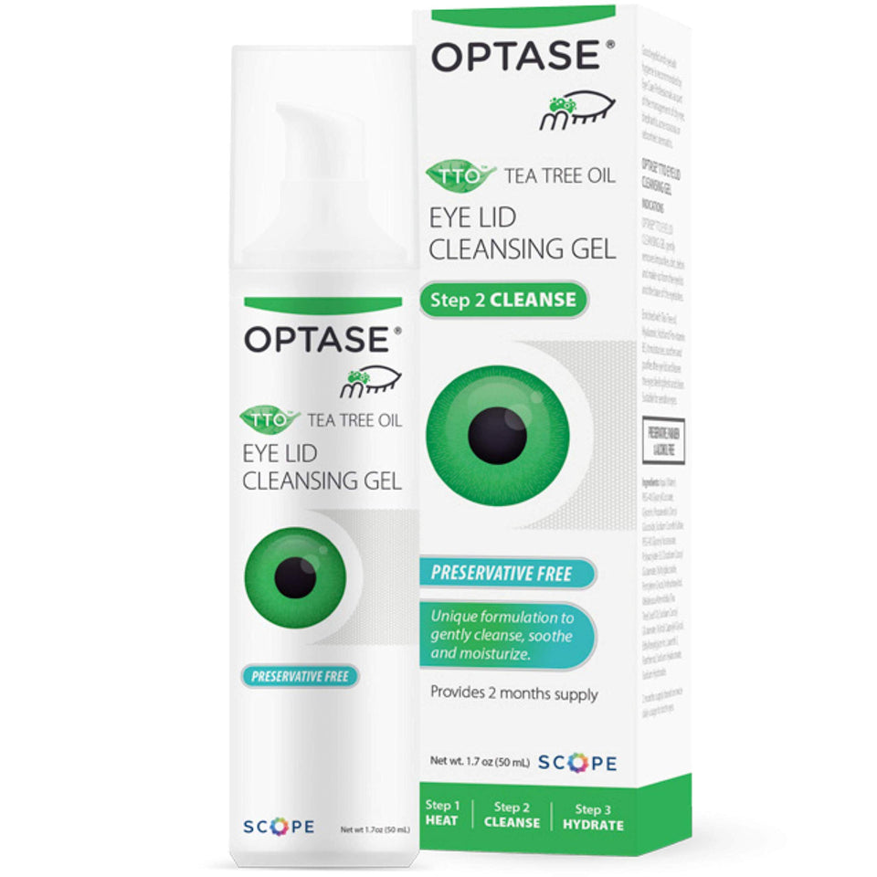 Optase TTO front label showing product name and size, clarity benefit