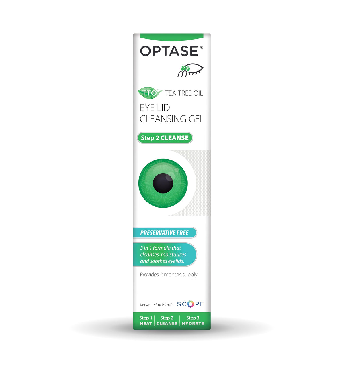 Optase TTO bottle in hand showing 1.7 fl oz size for portability