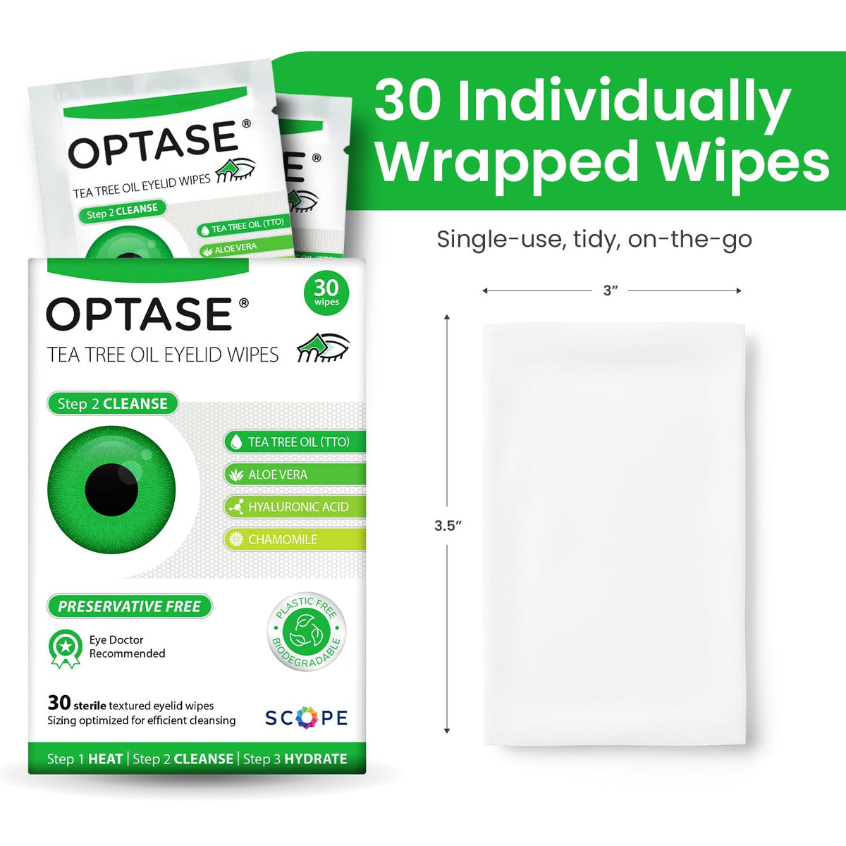 Optase pack beside ruler showing compact size for travel convenience