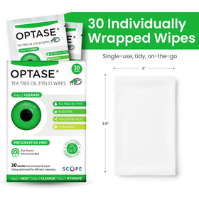 Optase pack beside ruler showing compact size for travel convenience