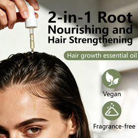 Optikind Cura applied at hair parting in lifestyle scene for fuller-looking hair