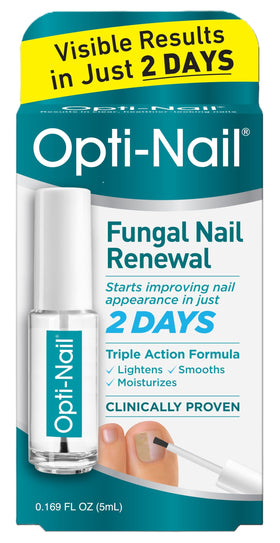 Opti-Nail front packaging showing product and benefits for brighter nails