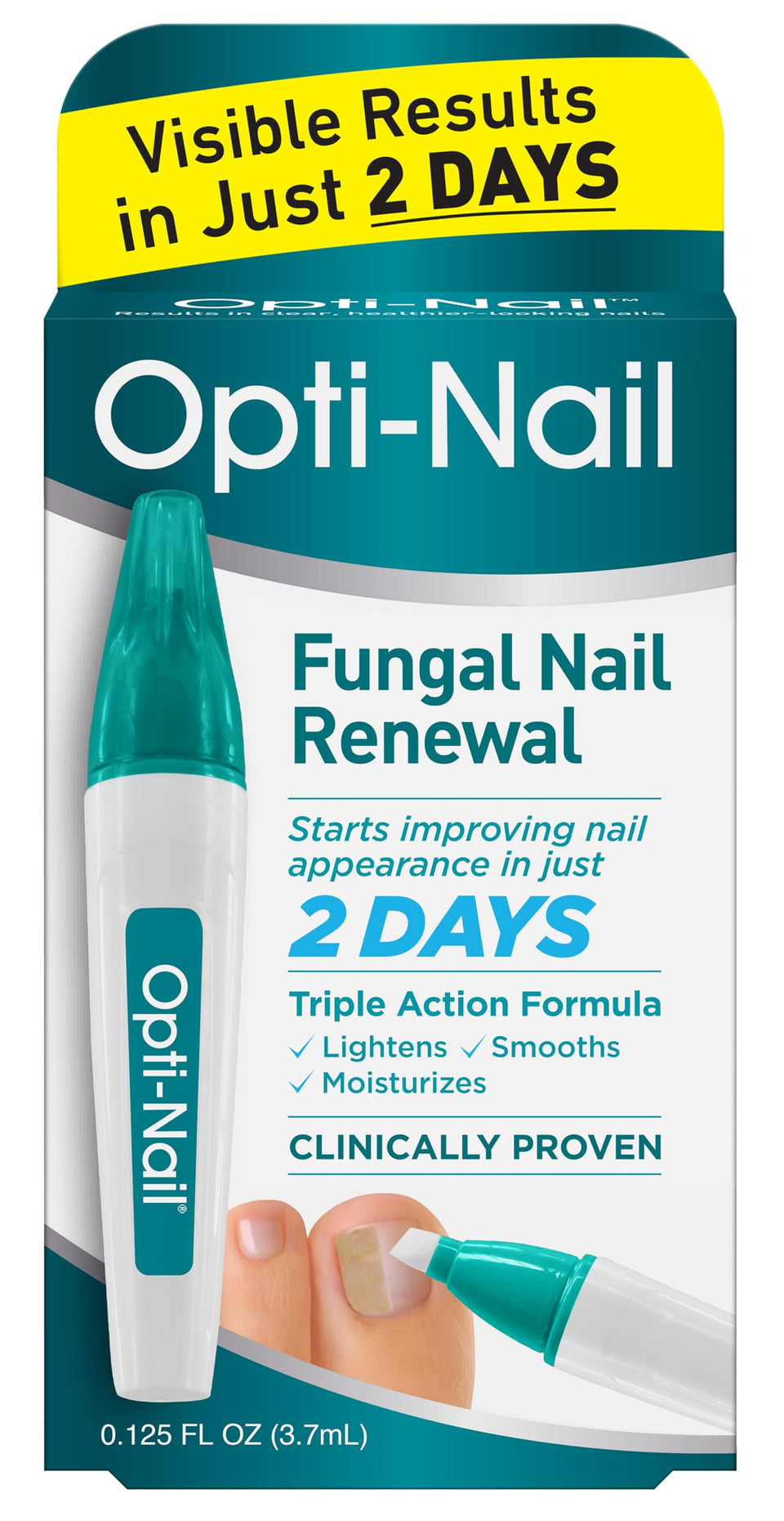 Opti-Nail pen front packaging showing compact treatment and benefits