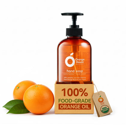 ORANGE HOUSE pump bottle front view showing clean design and natural branding