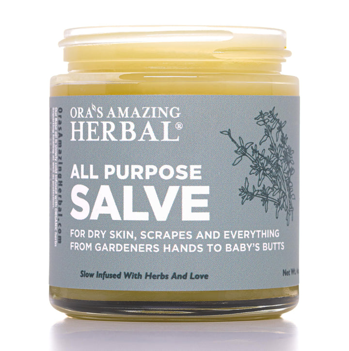 Ora's Amazing Herbal front glass jar showing label and sustainable benefit