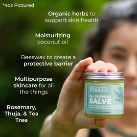 Ora's Amazing Herbal open jar showing creamy salve texture for concentrated care
