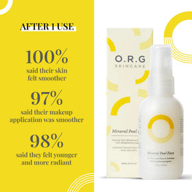 O.R.G. natural ingredients display jojoba and grapefruit for soothing renewal